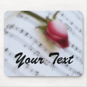 Roos op muziekblad Mousepad Muismat