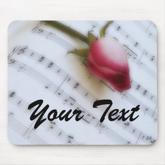 Roos op muziekblad Mousepad Muismat (Voorkant)