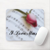 Roos op muziekblad Mousepad Muismat (Met muis)