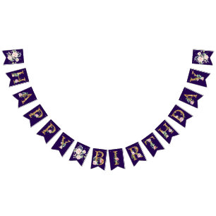 Roos op Paarse Happy Birthday Banner