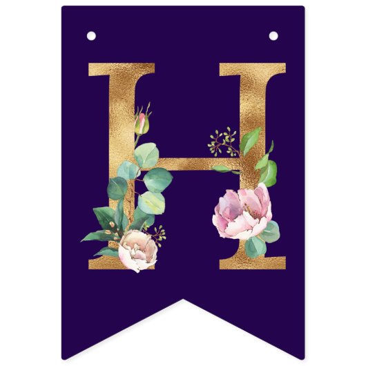 Roos op Paarse Happy Birthday Banner (Tweede vlag)