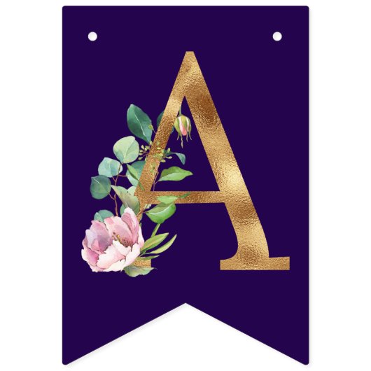 Roos op Paarse Happy Birthday Banner (Derde vlag)