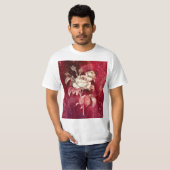 Roos op rode gestructureerde achtergrond t-shirt (Voorkant volledig)