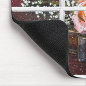 roos op viool in natte ruit muismat (Hoek)