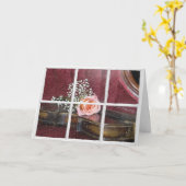 roos op viool in raam met regen kaart (Gele Bloem)