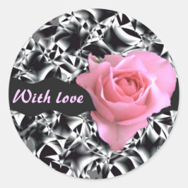 Roos op zwart en wit ronde sticker