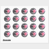 Roos op zwart en wit ronde sticker (Vel)