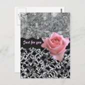 Roos op zwart-wit briefkaart (Voorkant / Achterkant)