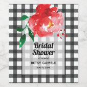 Roos op zwart-wit geruite wijnlabels wijn etiket (Enkel label)