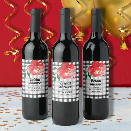 Roos op zwart-wit geruite wijnlabels wijn etiket