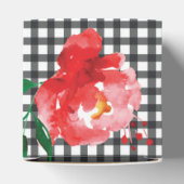 Roos op zwart-wit gingham 2" bedankdoosjes (Bovenkant)