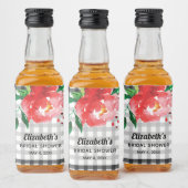 Roos op Zwarte Witte Bruids Shower Mini Likeurfles Etiket (Flessen)