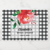 Roos op Zwarte Witte Bruids Shower Mini Likeurfles Etiket (Enkel label)