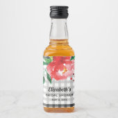 Roos op Zwarte Witte Bruidsontbijt Mini Likeurfles Etiket (Voorkant)
