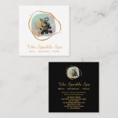 *~* Roos Opal Gold Glitter Lijst Floral Vierkante Visitekaartje (Voorkant / Achterkant)