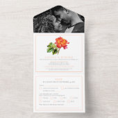 Roos oranje streep waterverf bruiloft RSVP-opties All In One Uitnodiging (Binnen)