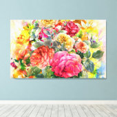 Roos orchidee Floral Connection Wall Art Canvas Afdruk (Insitu (Houten vloer))