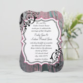  Roos Oude Barn Wood Swirl Wedding Kaart (Staand voorkant)
