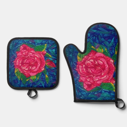 Roos Ovenwant & Pannenlap Set (Voorkant)