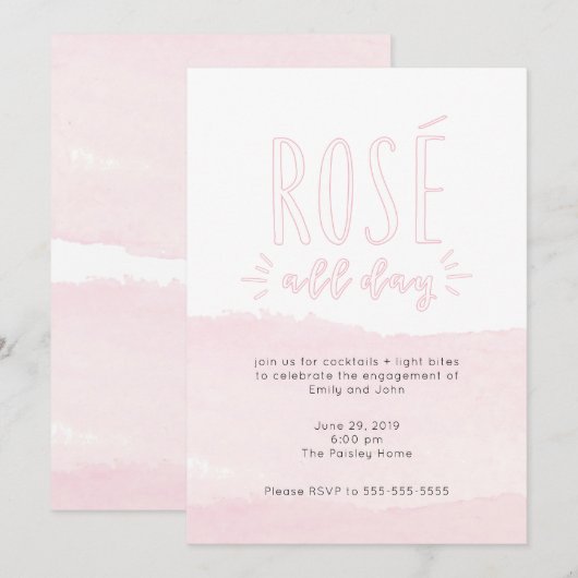 Roos - Overdag Waterverf cocktailparty uitnodiging (Voorkant / Achterkant)