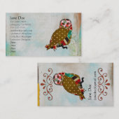 Roos Owl Boho Visitekaartjes (Voorkant / Achterkant)