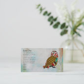 Roos Owl Boho Visitekaartjes (Staand voorkant)
