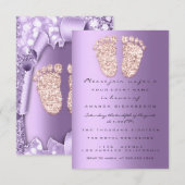 Roos Paars Baby shower Feet Boy Girl 3d Glitter Kaart (Voorkant / Achterkant)