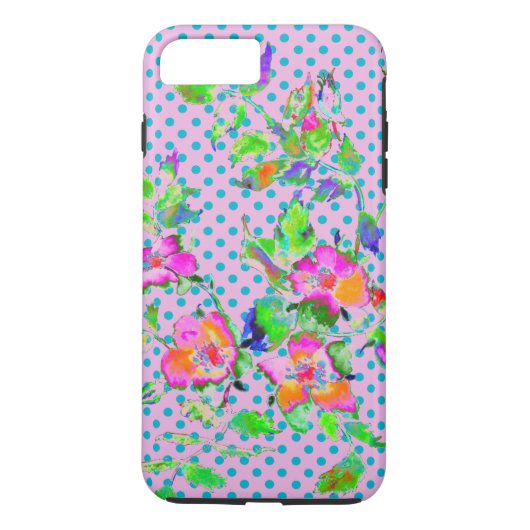 Roos - paars/blauw polka-stippen Case-Mate iPhone Case (Achterkant)