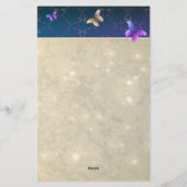 Roos Paarse Butterflies w/Name Briefpapier (Achterkant)