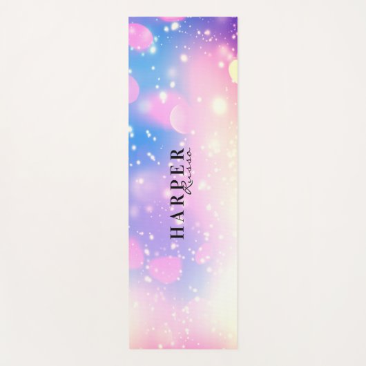 Roos Paarse Glitter Aangepaste naam Yoga Mat (Voorkant)