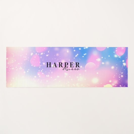 Roos Paarse Glitter Aangepaste naam Yoga Mat (Voorkant (horizontaal))