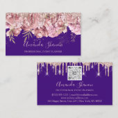 Roos Paarse Rozen Blokkeren KRCODE voor Logo Visitekaartje (Voorkant / Achterkant)