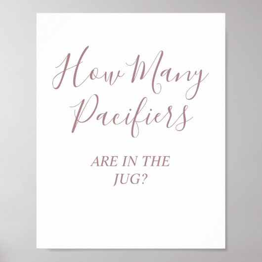 Roos Pacifiers Baby shower spel voetstuk teken Poster (Voorkant)