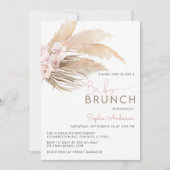 Roos Pampas Grass Boho Baby Brunch Baby shower Inv Kaart (Voorkant)