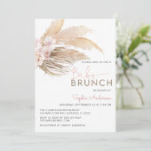 Roos Pampas Grass Boho Baby Brunch Baby shower Inv Kaart (Staand voorkant)