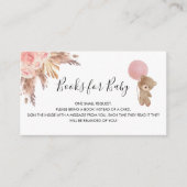Roos pampas teddy girl baby shower informatiekaartje (Voorkant)