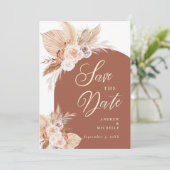 Roos Pampas Terracotta Boho Foto bruiloft Save The Date (Staand voorkant)