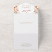 Roos Pampas Terracotta Boho Wedding All In One Uitnodiging (Buitenkant)