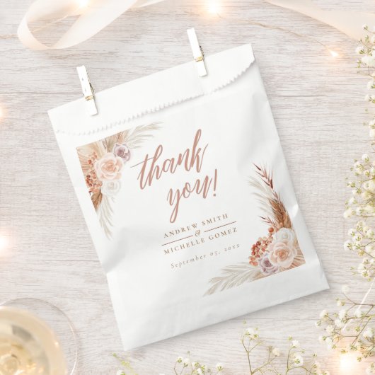 Roos Pampas Terracotta Boho Wedding Bedankzakje (Geknipt)