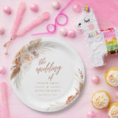 Roos Pampas Terracotta Boho Wedding Papieren Bordje (Feest)