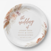 Roos Pampas Terracotta Boho Wedding Papieren Bordje (Voorkant)