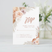 Roos Pampas Terracotta Boho Wedding RSVP Kaartje (Staand voorkant)