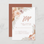 Roos Pampas Terracotta Boho Wedding RSVP Kaartje (Voorkant / Achterkant)