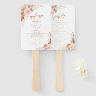 Roos Pampas Terracotta Palm Wedding Program Handwaaier