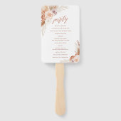 Roos Pampas Terracotta Palm Wedding Program Handwaaier (Achterkant)