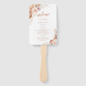 Roos Pampas Terracotta Palm Wedding Program Handwaaier (Voorkant)