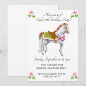 Roos Parade Horse Birthday-uitnodigingen Kaart (Voorkant / Achterkant)