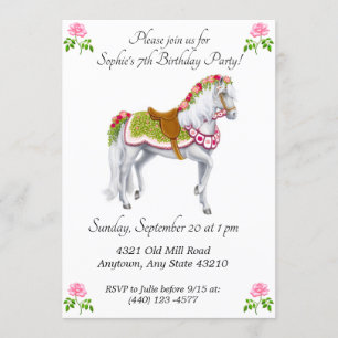 Roos Parade Horse Birthday-uitnodigingen Kaart