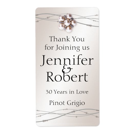 Roos Parel en Stippen 30e Jubileum Wijnlabel Etiket (Voorkant)