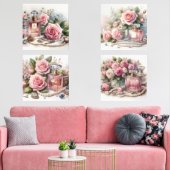 Roos Parfum en Parels (4) Print Set (Woonkamer)